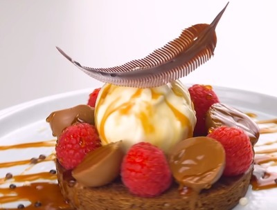 Шоколадное пёрышко — украшение для десерта