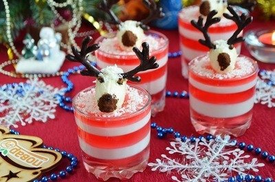 «Олени в снегу» — новогодний желейный десерт