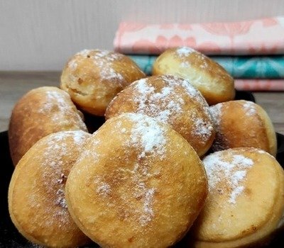 Пончики со сгущенкой без лепки (на кефире)